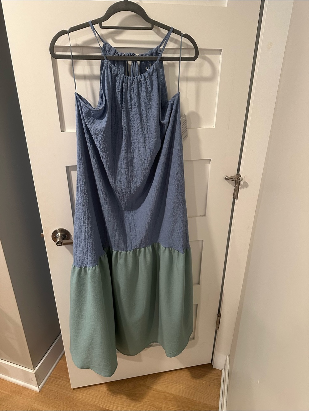 Wedgwood Blue and Sage Tiered Maxi Skirt